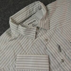 Poncho Shirt Mens 3XL Pearl Snap Fishing Vented Regular Fit Striped Western